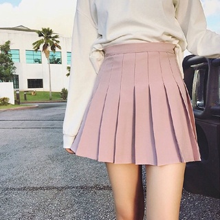 DF RK258 Rok Pendek Mini Korean Women Mini Skirt Pleated Plain Rok Pendek Polos Model Lipat (S-XXL)