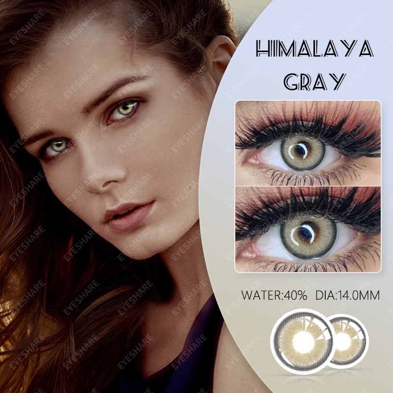 ready stock  (COD）Abu-abu softlens 1 pasang lensa kontak warna diameter 14.2 MM soflens soflen mata korea soplen murah soflen model terbaru 2023