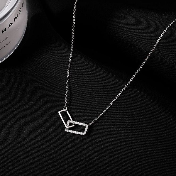 kalung fashion double shaped geometric rectangular necklace jka247(3f2)