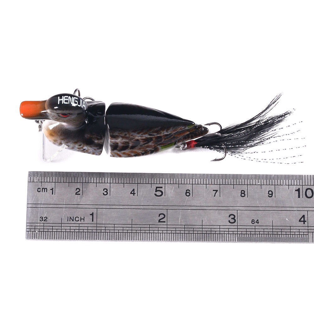 HENGJIA 1PCS Bionic Bait 2 Segement Fishing Lure 7cm10g Simulation Duck Shape Hard Fishing Baits With Feather Hook