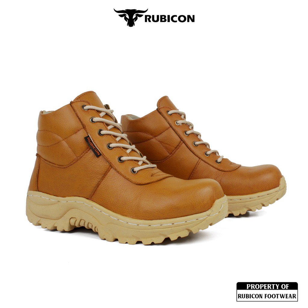 SEPATU SAFETY KULIT ASLI BOOTS TINGGI TRACKING PRIA SAFETY SHOES UJUNG BESI RUBICON BRONTO KERJA