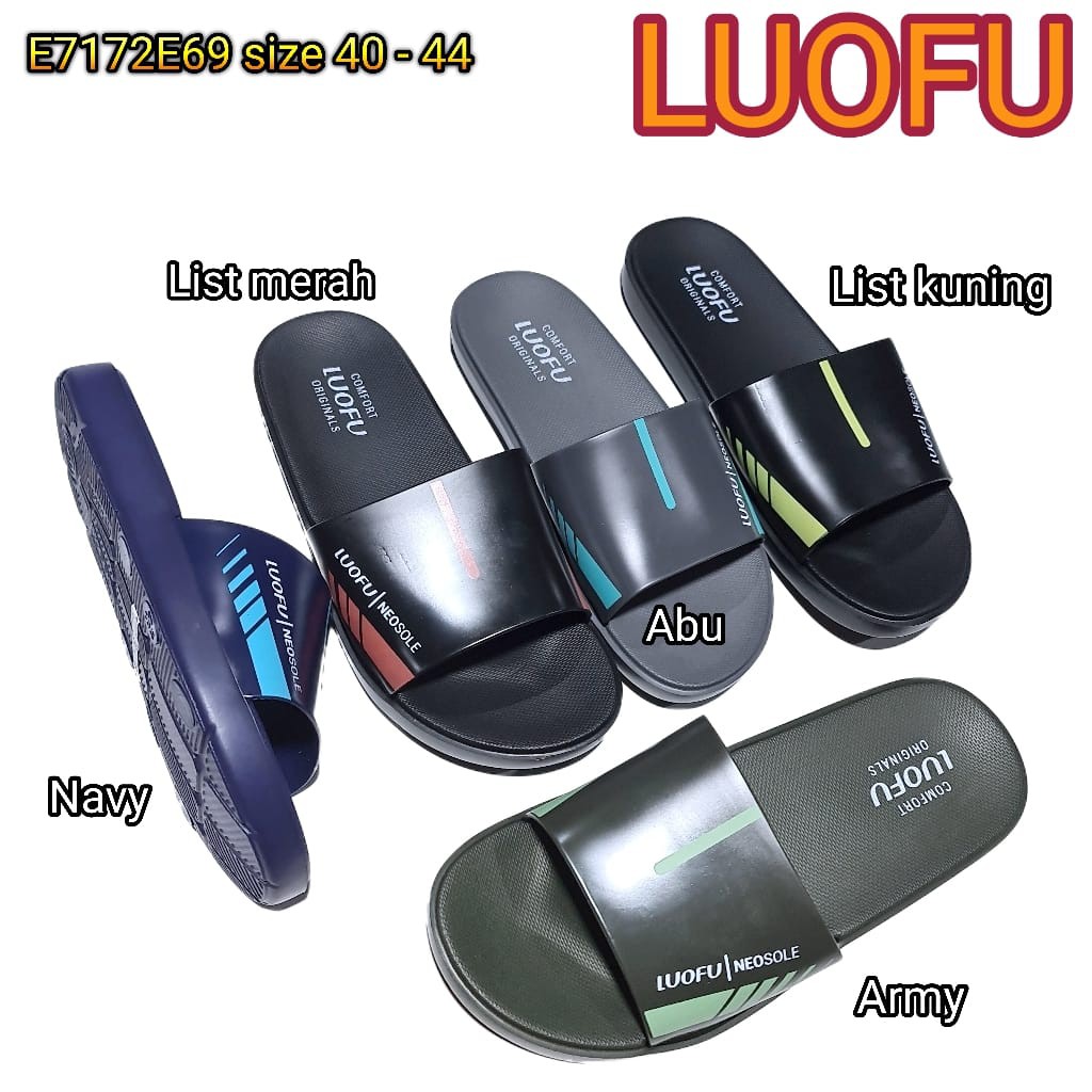 LUOFU ORIGINAL Sandal pria selop karet empuk murah sendal cowok import E7172E69