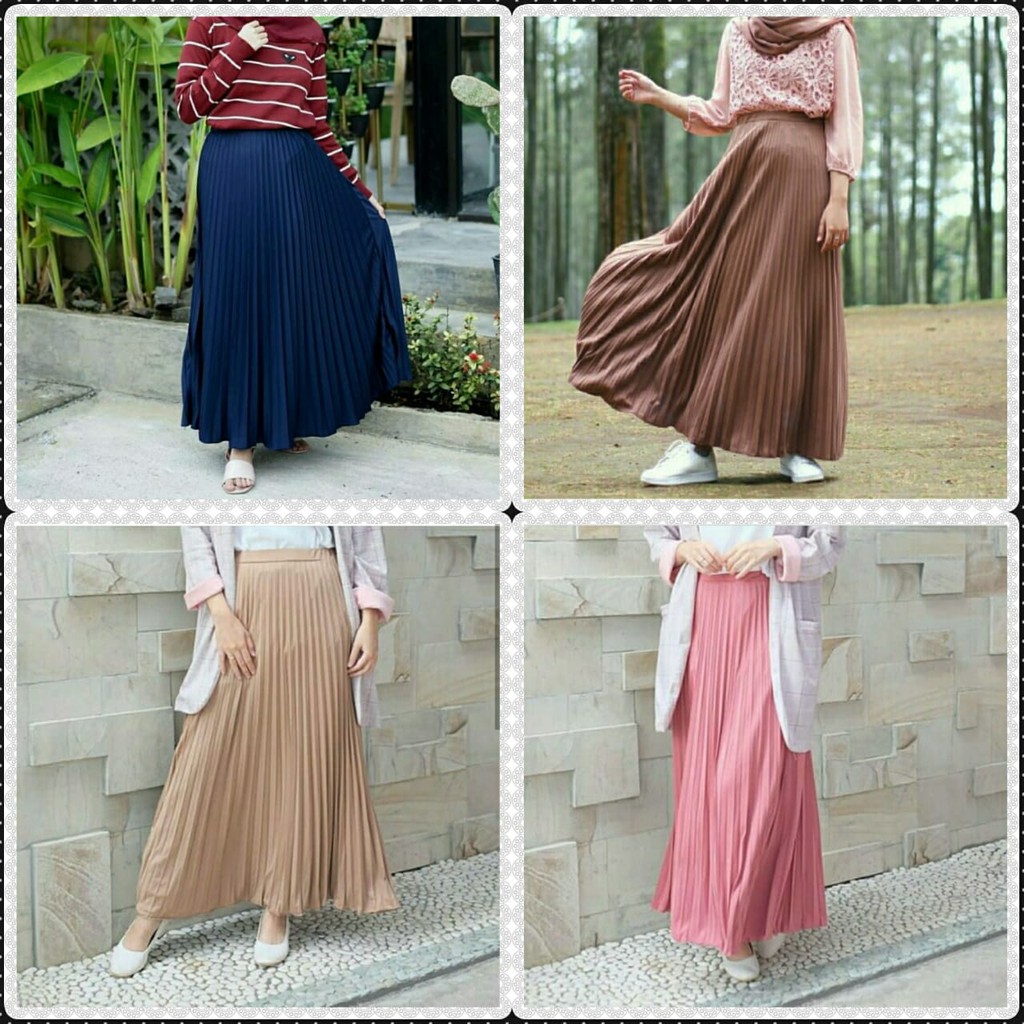 ROK PLISKET  POLOS REMPEL MUSLIMAH SKIRT ABG FLARE SKIRT MURAH PRISKET PLEATED SALE MAYUNG