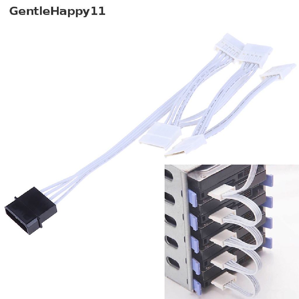 Gentlehappy Kabel Power Adapter Splitter IDE Molex 4Pin Ke SATA 1 Ke 5 Untuk Hard Disk