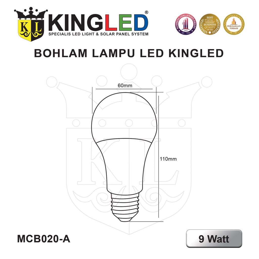 KINGLED Lampu Bola LED 3 Watt / 5 Watt / 9 Watt / 12 Watt / 15 Watt / 18 Watt