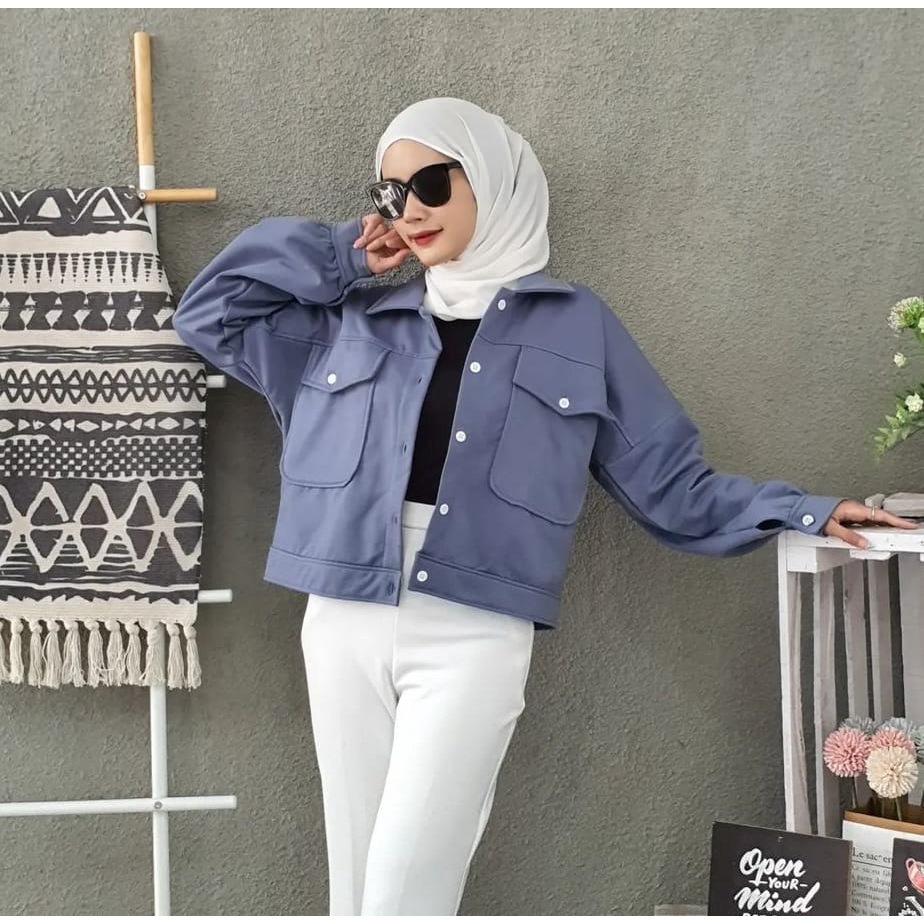 Jaket Wanita AUSY JACKET CROOPE outer wanita bahan fleece