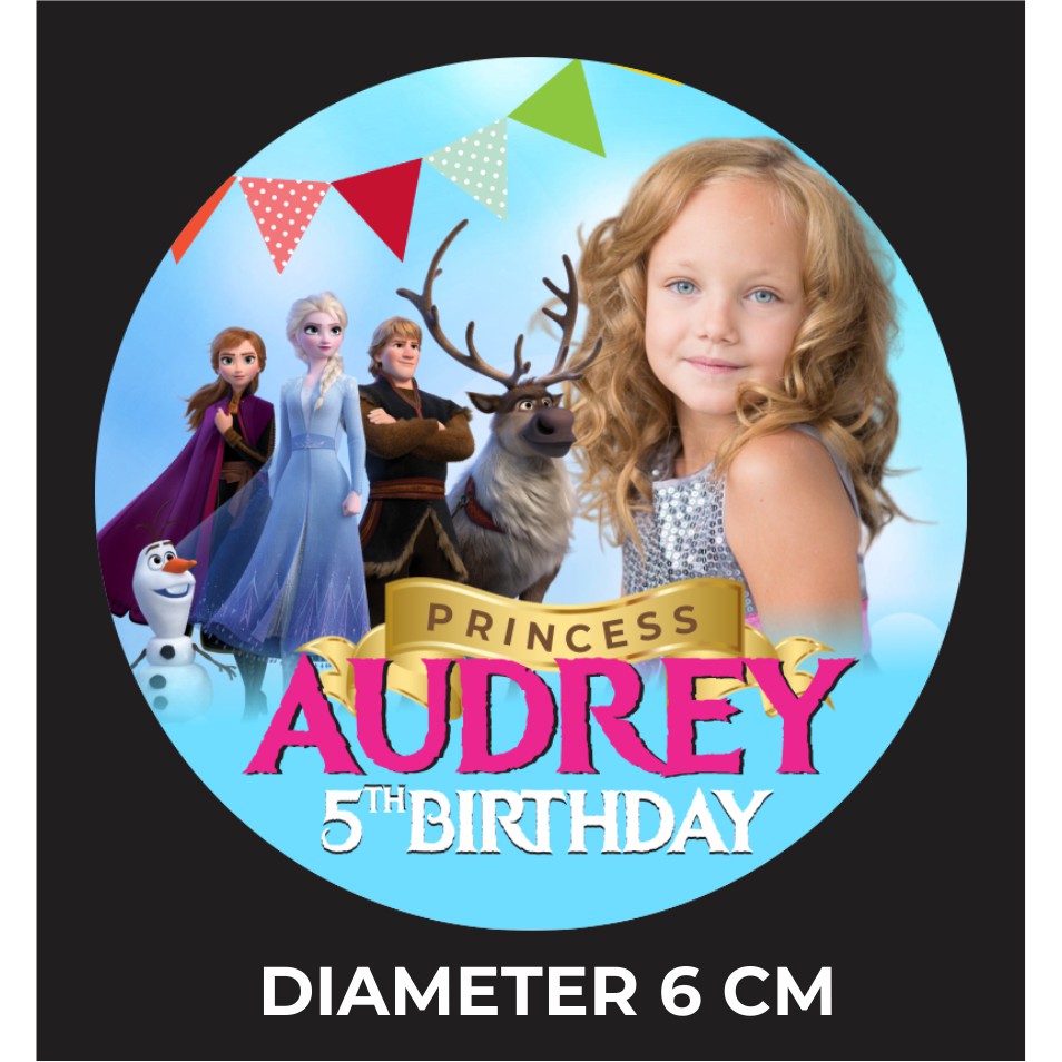 1 Pack Sticker Bulat Stiker Ultah Ulang Tahun Princess Plus Foto Anak Shopee Indonesia
