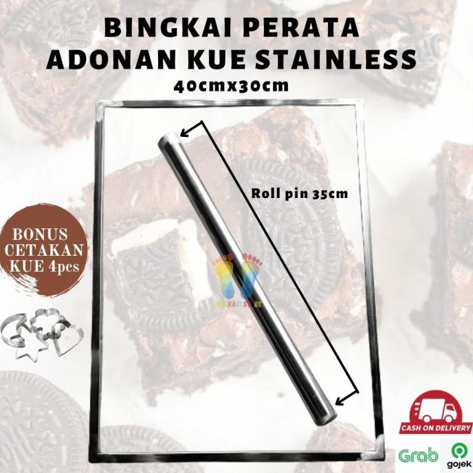 

Bingkai Perata + Rollpin Stainless Cetakan Adonan Kue Kering Cookies