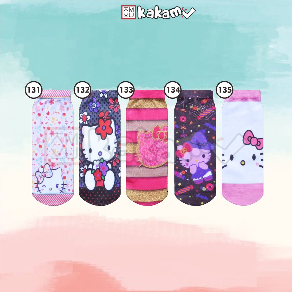 Kaos Kaki Printing Anak Karakter Frozen, Hello Kitty, Teddy Bear, Cony G