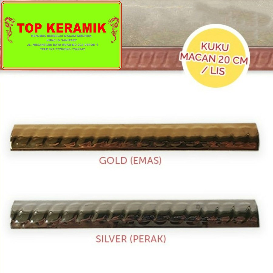 Bon-Bon / Kuku Macan Keramik 20Cm Gold dan Silver Ulir
