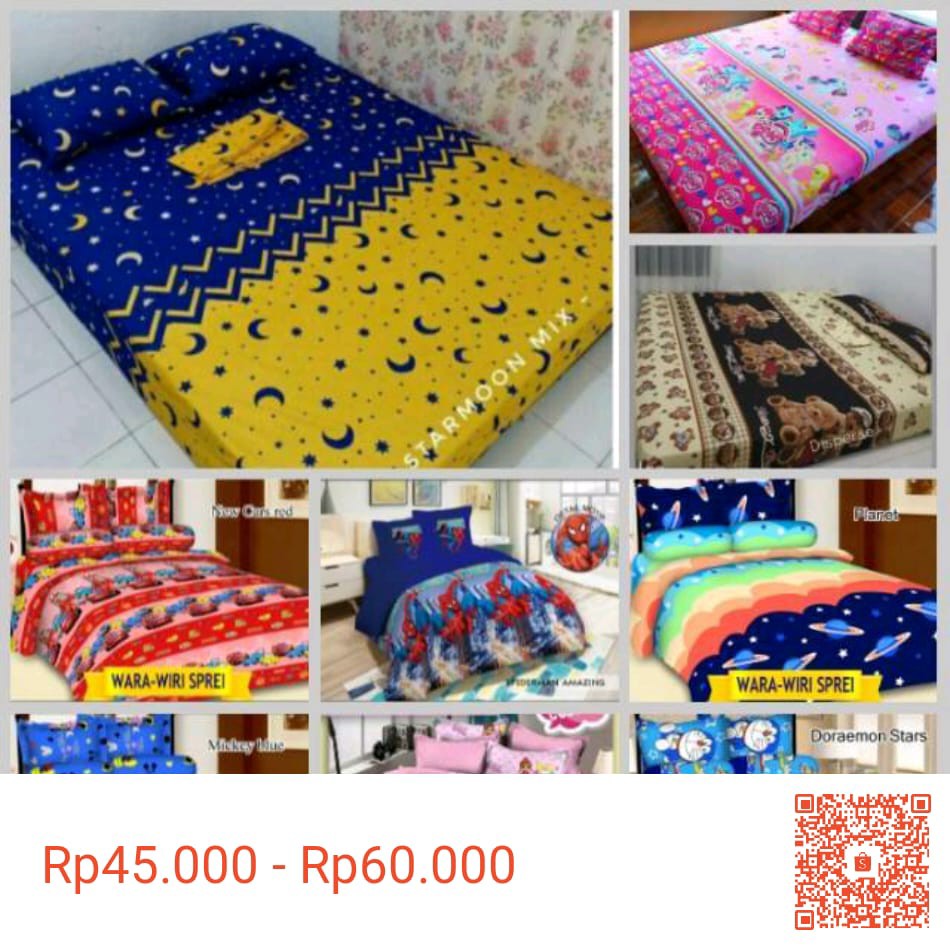 [bayar Di Tempat] Sprei Karakter New Keropi Bahan Katun Halus Uk 180 X 200