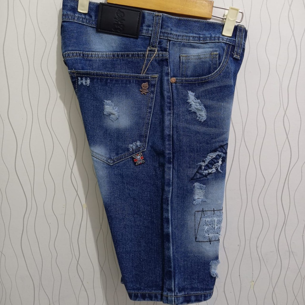 CELANA JEANS PENDEK SOBEK PRIA / CELANA PENDEK DISTRO PRIA