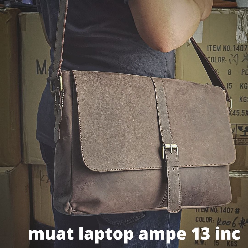 Tas kerja kulit asli Massenger mini laptop premium