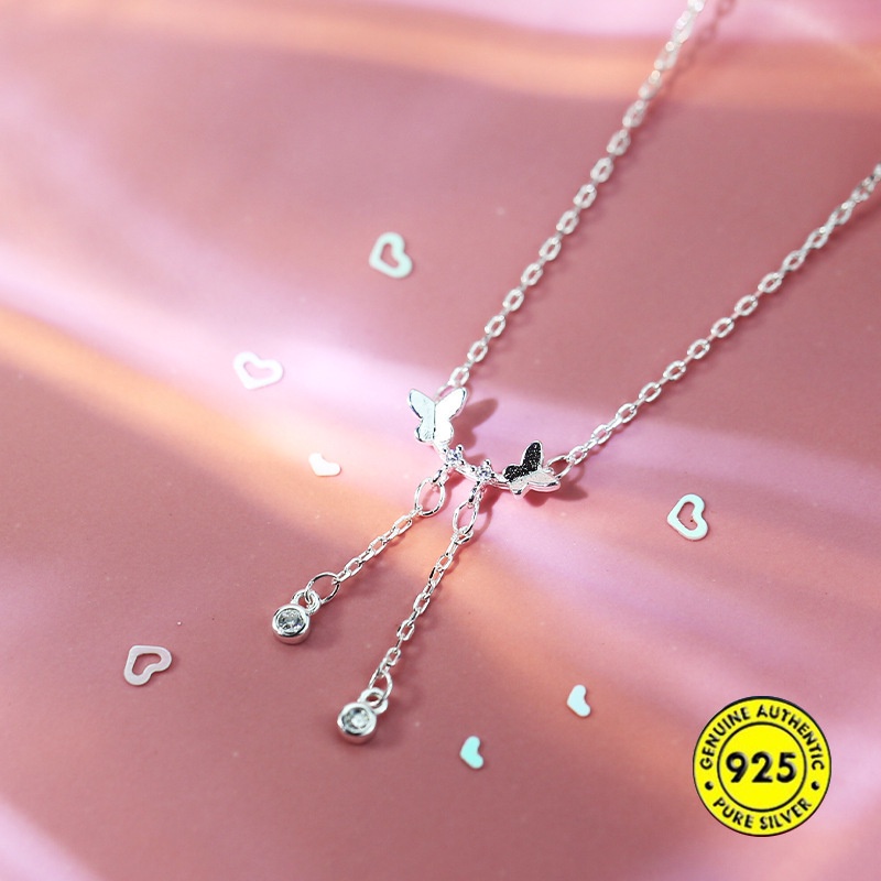 Kalung Desain Pita Bahan S925 Silver Untuk Wanita