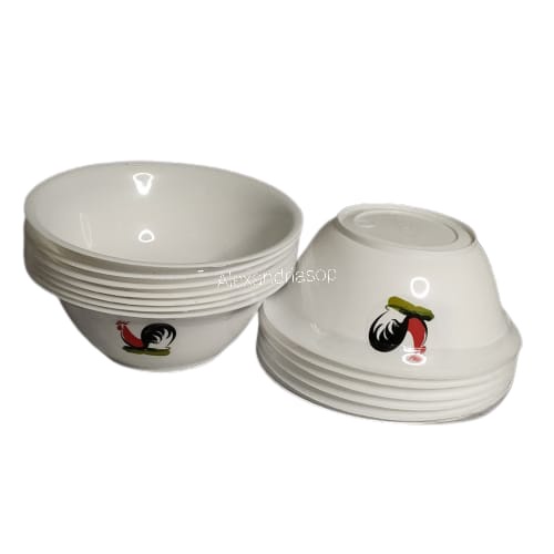 MANGKOK PLASTIK AYAM / MANGKOK BAKSO JAGO/ MANGKOK AYAM PLASTIK PUTIH/ MANGKUK AYAM