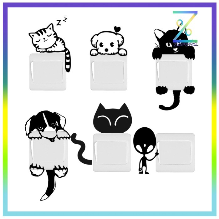 Sticker Wallpaper Dinding Sleeping Cat - Black