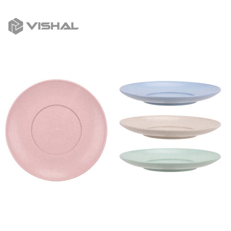 VISHAL Piring KECIL Wheat Straw Plate 1 Set Isi 4 Pcs Warna Warni  Simple Dinner High Quality Wheat