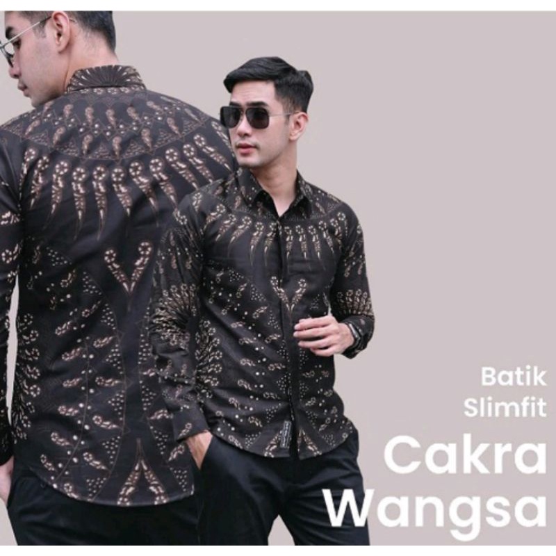 CAKRA WANGSA kemeja batik kekinian slimfit // batik pria terbaru sragenan lengan panjang lapis furing