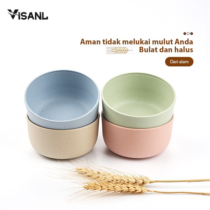 Mangkok Wheatstraw Bowl Mangkuk Plastik Microwave Warna Warni Set 4 Pcs Mangkuk Makan BPA Free