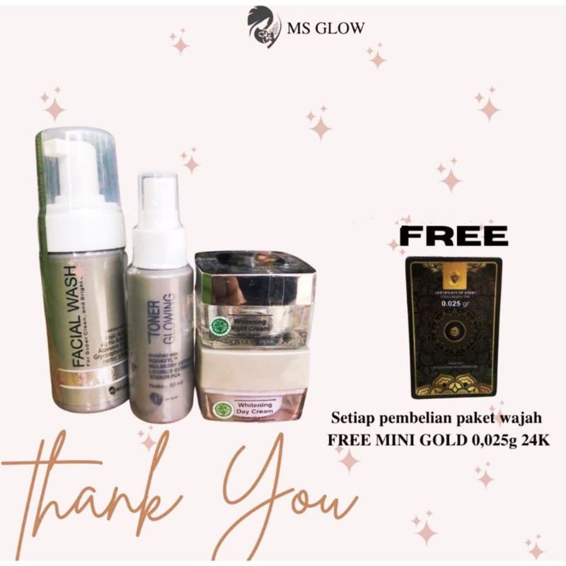 FREE EMAS 0.025GRAM  Ms Glow 100% Original Paket Whitening Series Paket Acne Paket Luminous Paket Ul
