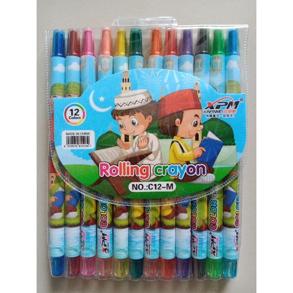 krayon Putar 12Warna Anak,Pensil 12Warna Crayon Putar Panjang-Crayon 8