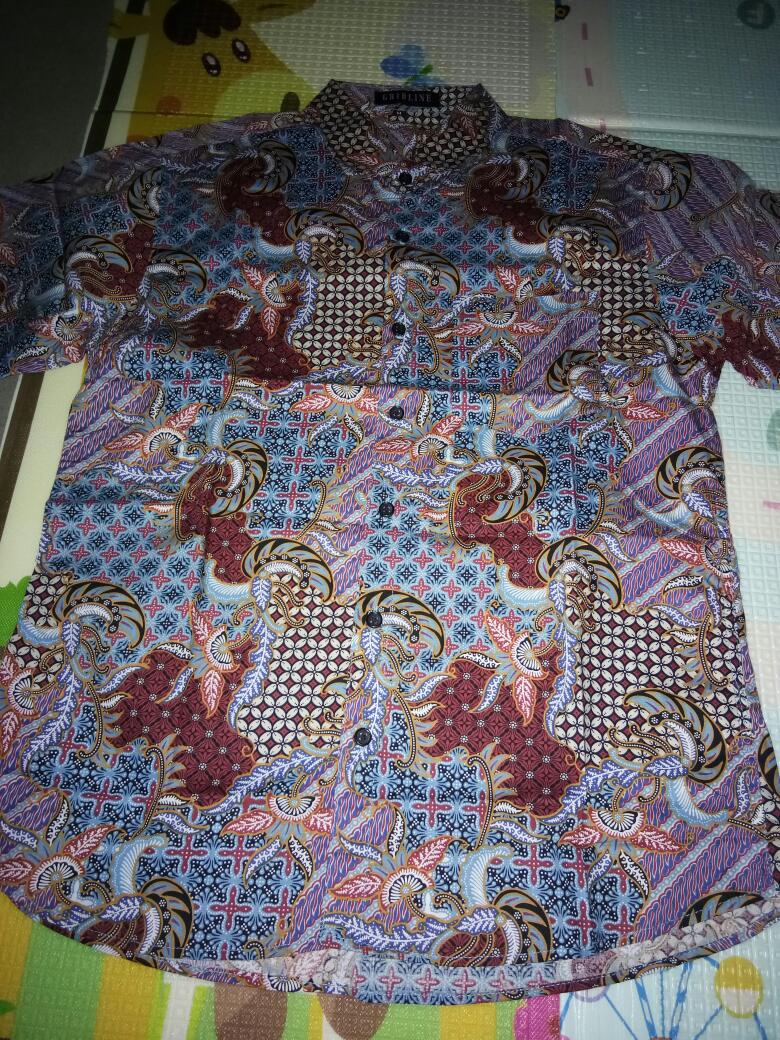 [gridline - R098 Maroon Cream & R092] Kemeja Batik Pria Katun Lengan Pendek Regular Simpel Kasual