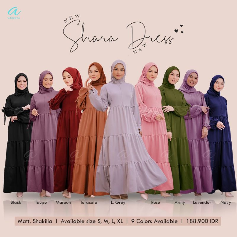 Dress Original Shara by Atqeeya|Gamis Polos| Gamis Remaja|Dress Tali Pinggang|Dress Busui|Gamis Adem