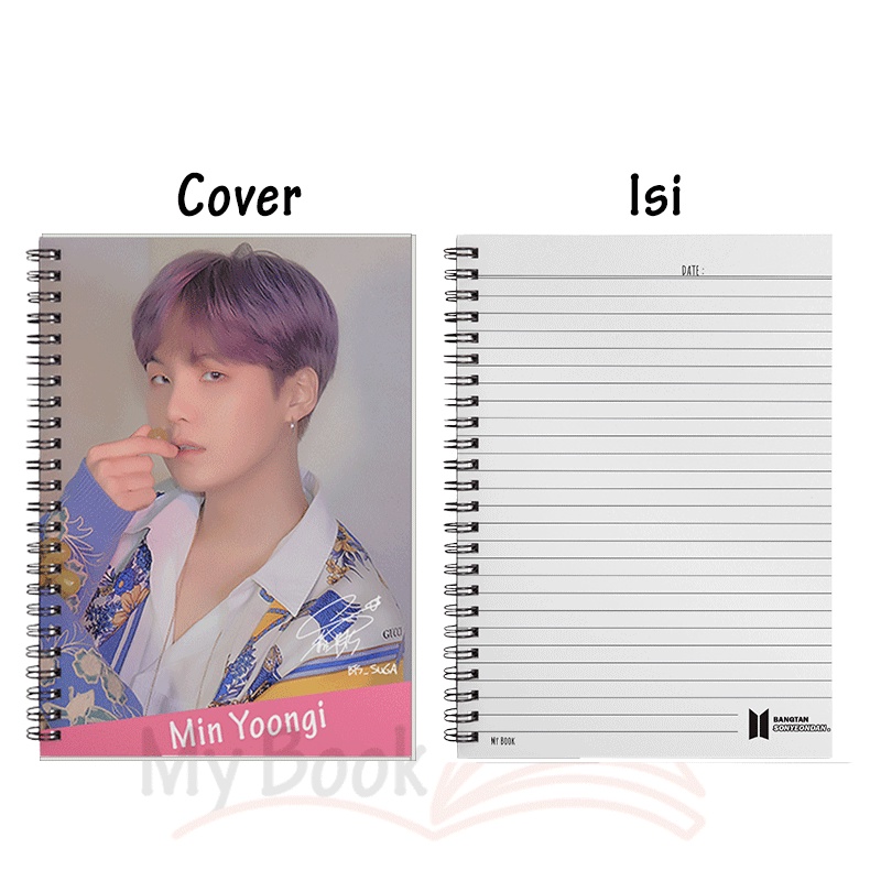 Ruled Notebook Diary Agenda Buku Catatan Bergaris A5 Kpop BTS 50 Lembar B07-Suga