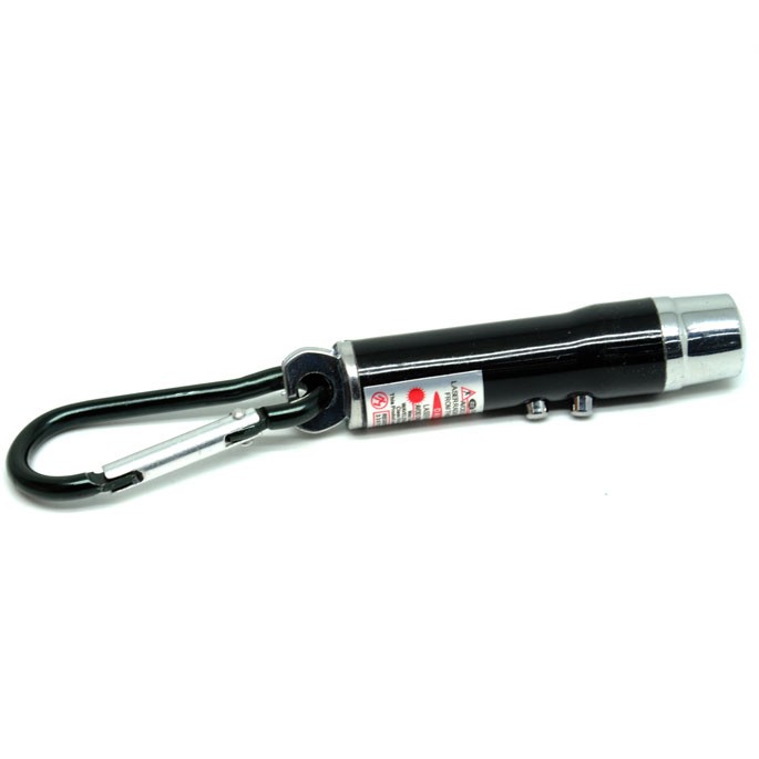 3 in 1 Red Laser Pointer 1mw 650nm + Flashlight &amp; UV - A-LPP-006 - Black