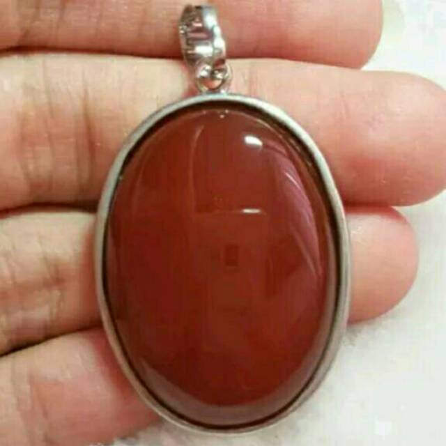 RCA02. 53,95Cts Bandul Liontin Batu Akik Darah Yaman. Natural Red Carnelian Agate Pendant
