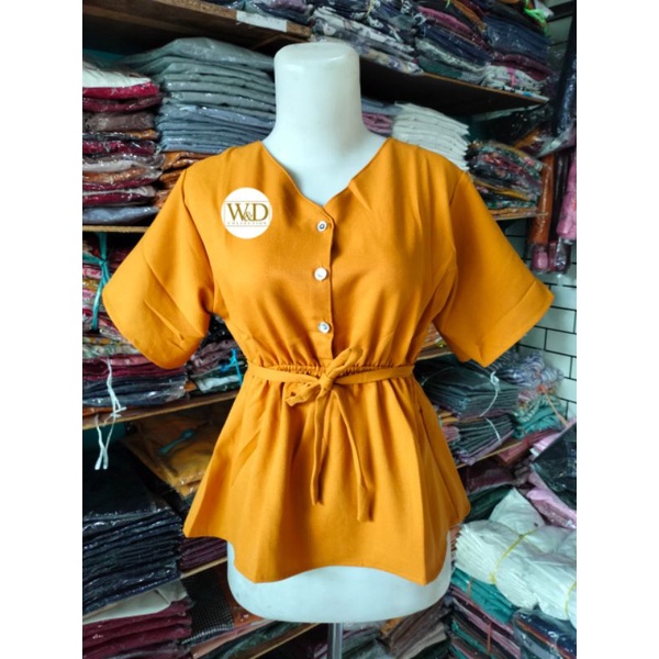 Key - 016 REBECCA Top Moscrepe Halus / Atasan Blouse Wanita / Blouse Wanita Kantor Formal Casual-Mustrad