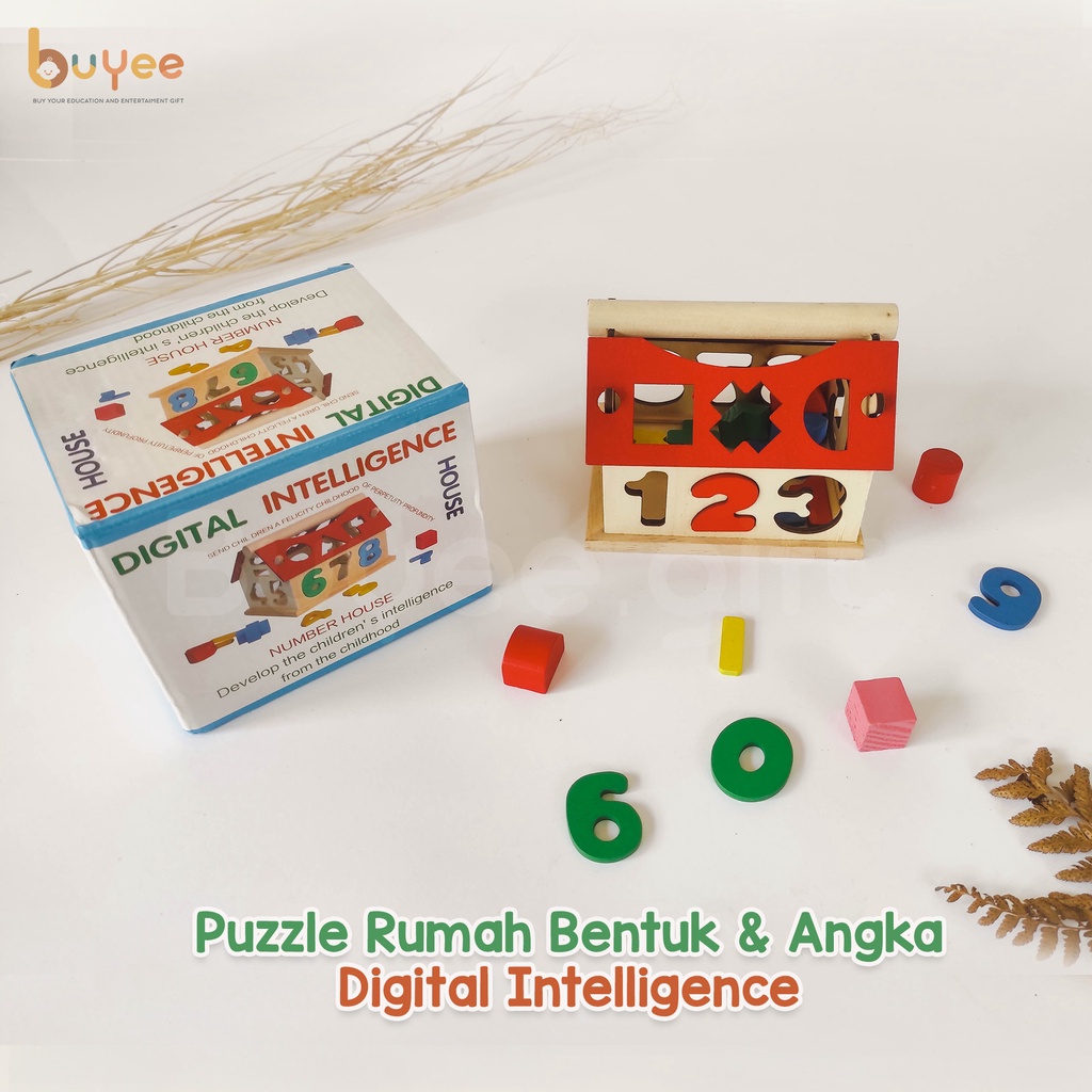 Mainan Kayu Digital Intelligence House Puzzle | Balok Kayu Puzzle Rumah Montessori