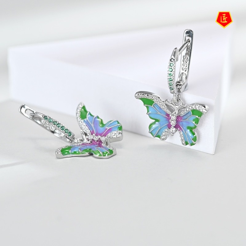 [Ready Stock]Elegant Colorful Butterfly Ring Earrings and Necklace Set