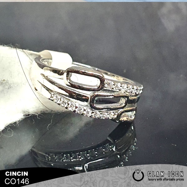 GLAMICON JEWELRY - Aksesoris wanita Cincin Wanita Mata Tiga Layer Kotak keci C0146 CCS