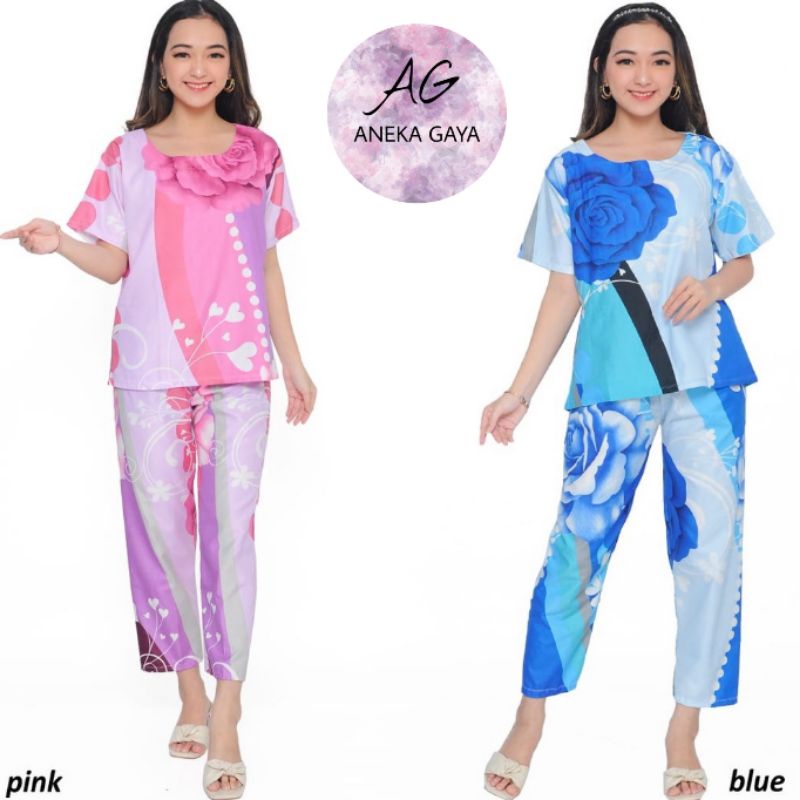 DISKON BAJU TIDUR SETELAN MODEL BUNGA TERBARU