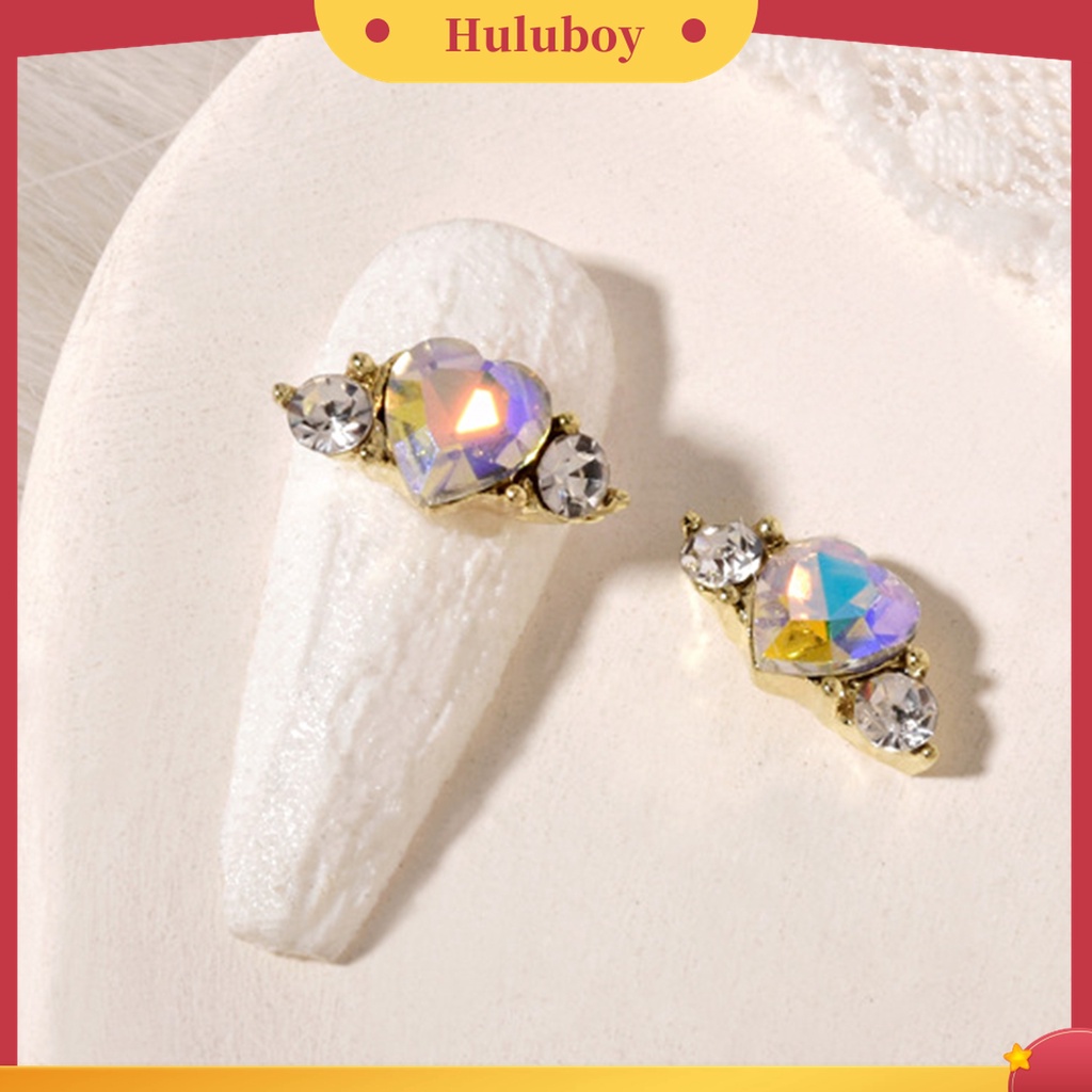 Huluboy Huluboy♡ 10 Pcs Aksesoris Perhiasan Berlian Imitasi Bentuk Hati Bahan Alloy Untuk Dekorasi Manicure Nail Art