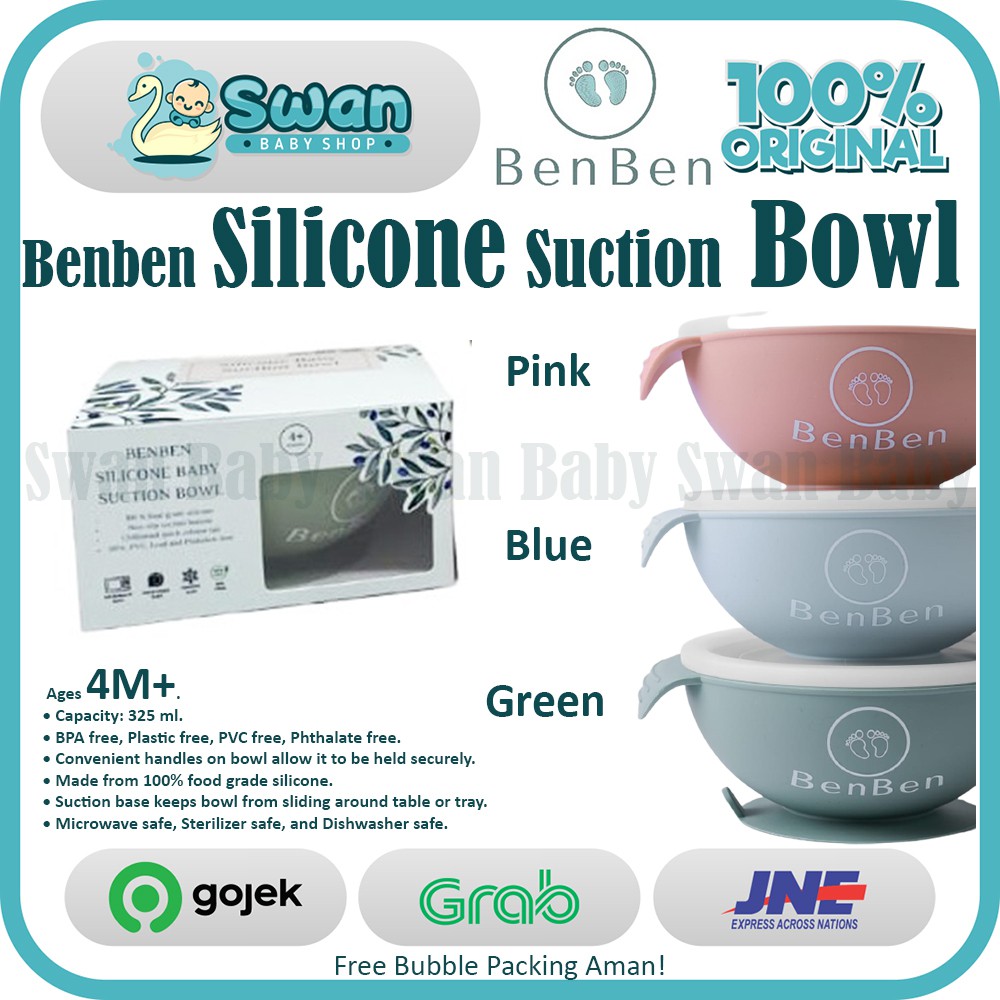 Benben Premium Silicone Baby Suction Bowl Mangkok Makan Bayi Anti Slip