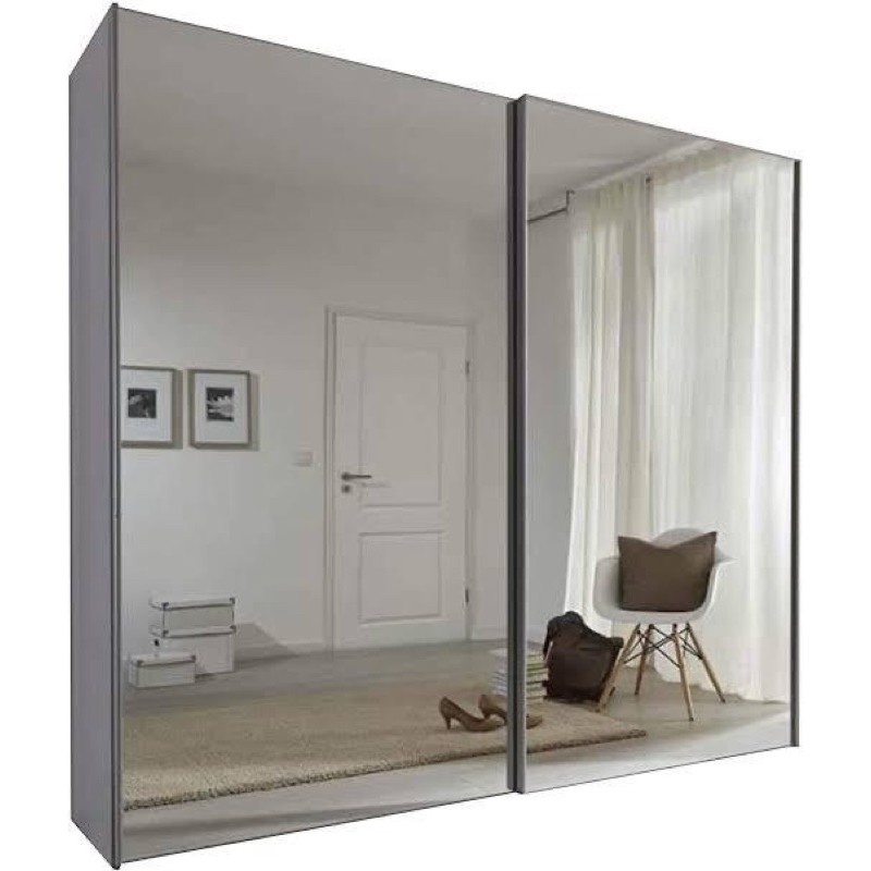 wardrobe teak wood - Lemari jati Full Cermin Sliding Door Slow Stopper Drawe