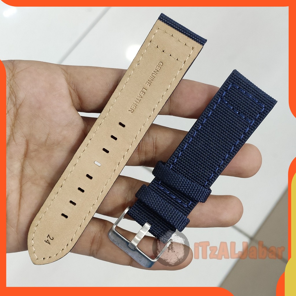 Tali jam tangan Canvas kulit 20mm 22mm 24mm Premium Stave Original