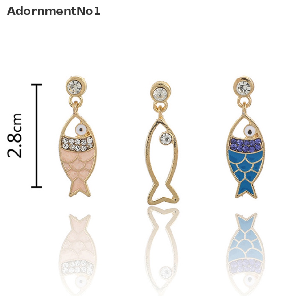 (AdornmentNo1) 3pcs / Set Anting Tusuk Gantung Desain Ikan Laut Hias Kristal Gaya Bohemian Untuk Wanita