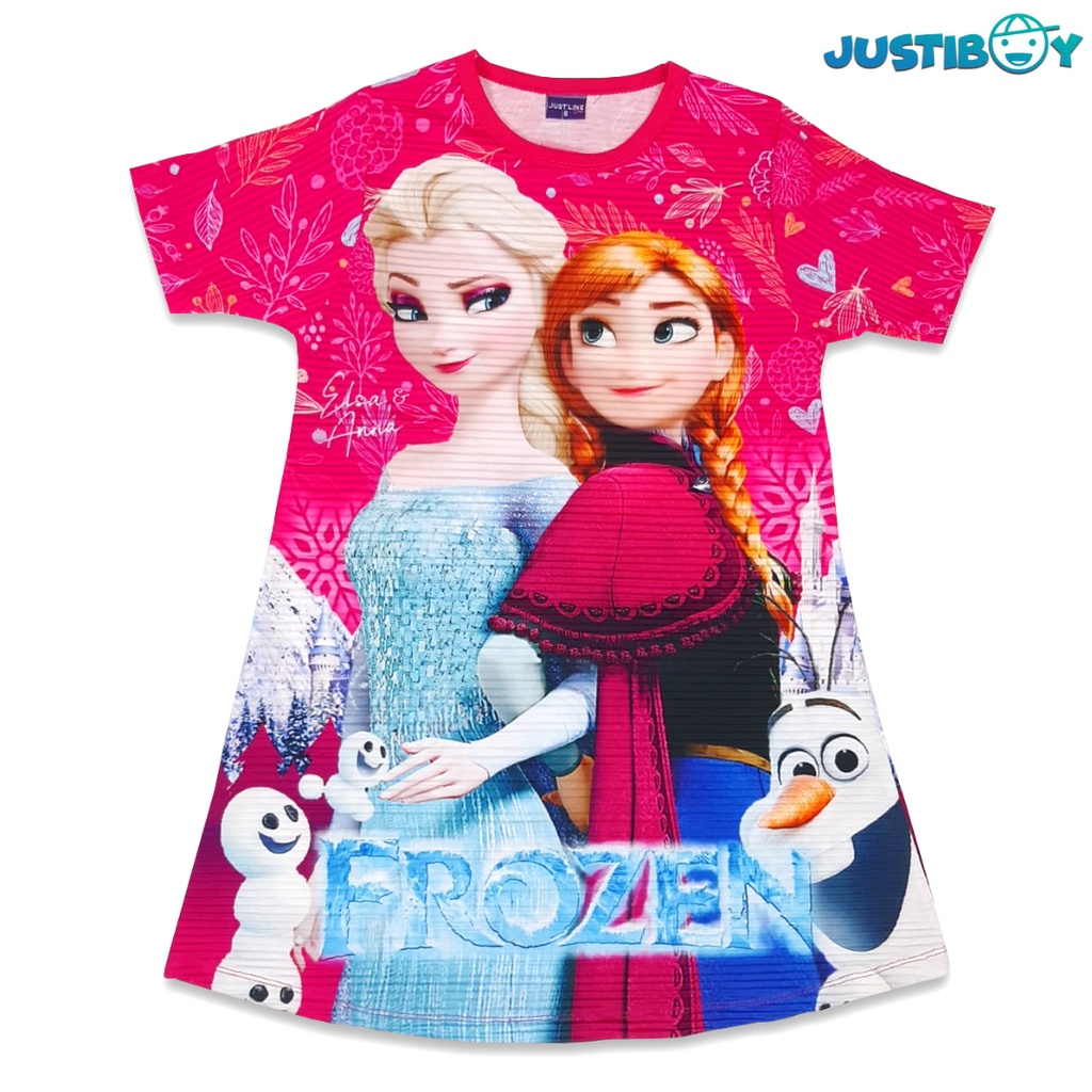 Dress Anak Tanggung Frozen 4 - 11 Tahun / Daster Anak Perempuan Remaja Full Printing