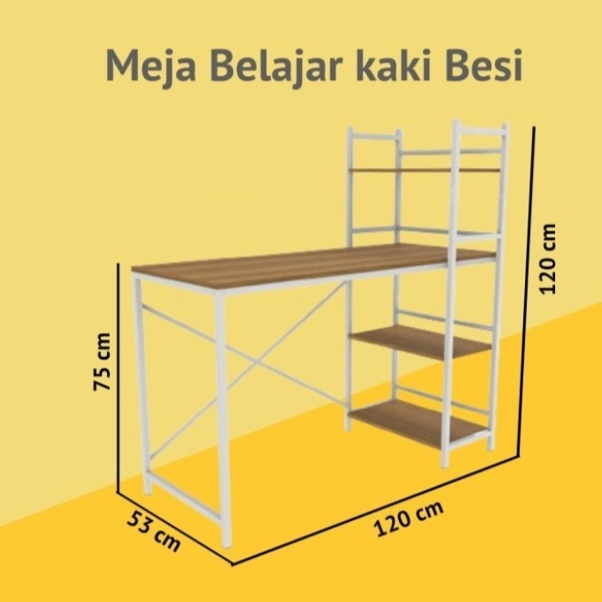 meja belajar meja kantor meja tulis meja laptop kaki besi msd 1243