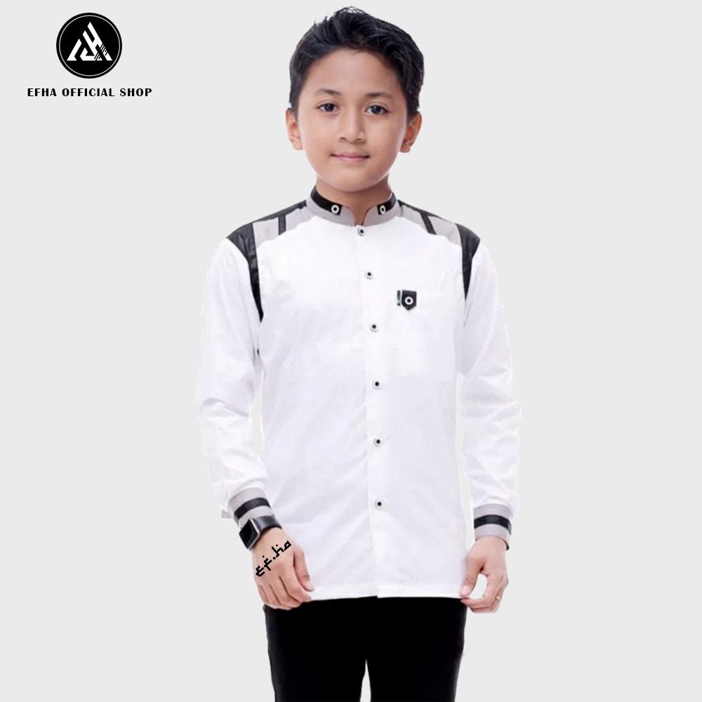 BISA COD- baju koko anak sd-smp/ baju koko anak lengan panjang usia 8 - 15 tahun/ baju koko anak warna Coklat muda warna putih