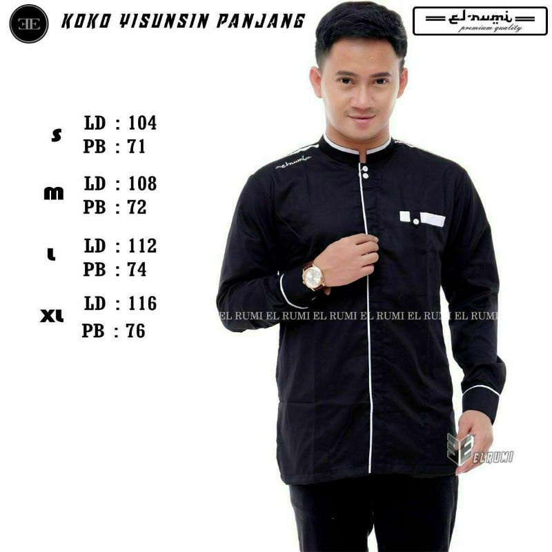 BAJU KOKO EL RUMI LENGAN PANJANG WARNA ORIGINAL