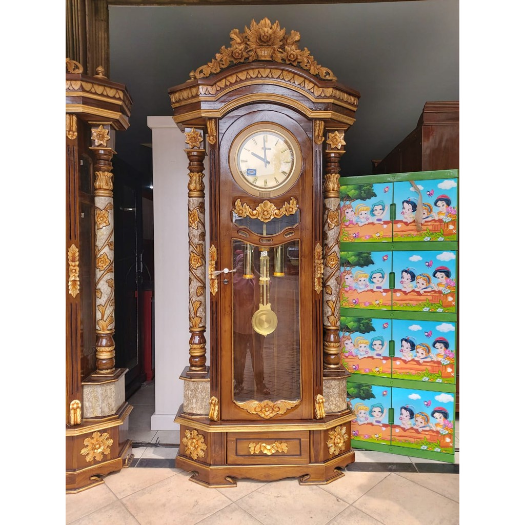 Jam Hias Berdiri Kayu Jati