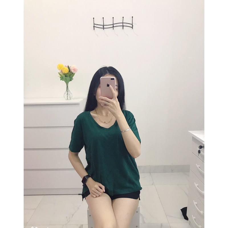 kaos oversize vneck polos spandek rayon.kaos besar korea vneck wanita import murah halus 1378