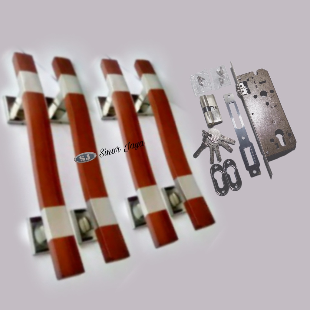 1 satu set handle pintu kuputarung kunci rumah minimals gagang tarikan pintu stainless pegangan pintu murah mewah fullset