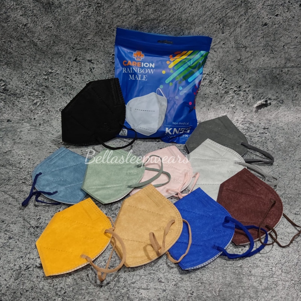 KN95 CAREION RAINBOW MIX 10PC - MASKER KN95 CAREION 5PLY SUDAH MIX WARNA KEMENKES