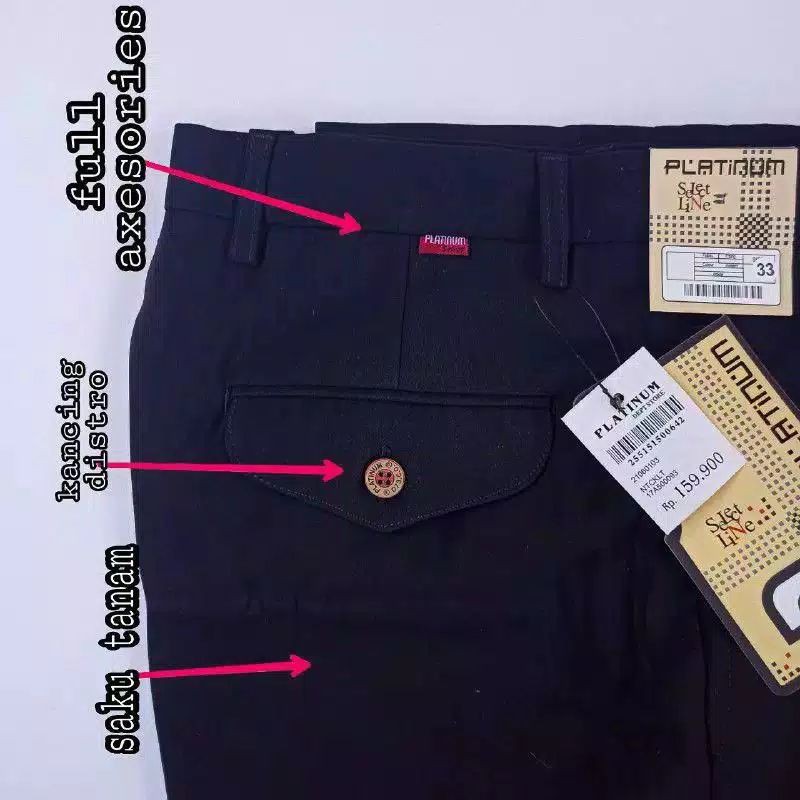 Celana Formal Pria Kerja Standar Kantor Bahan Kain Teflon Size 27-38 Murah Platinum