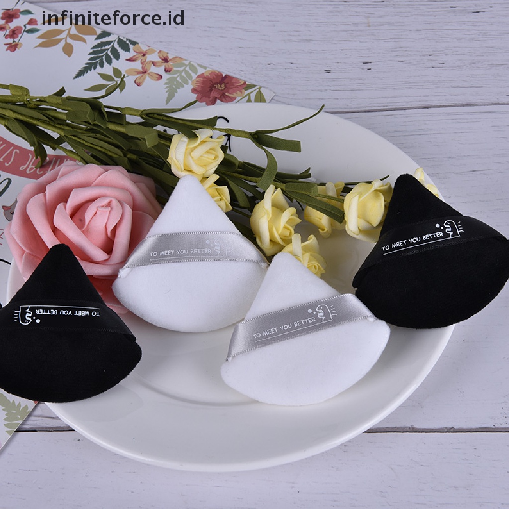 Infiniteforce.id 2pcs / Set Spons Puff Mini Bentuk Segitiga Bahan Velvet Untuk Makeup / Kosmetik Wanita